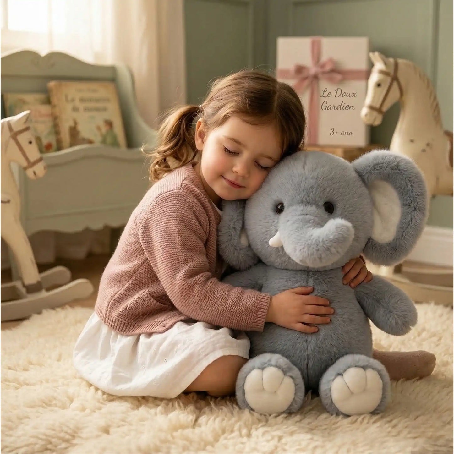 Mon Éléphant Confident : Toujours à l'Écoute (40cm)